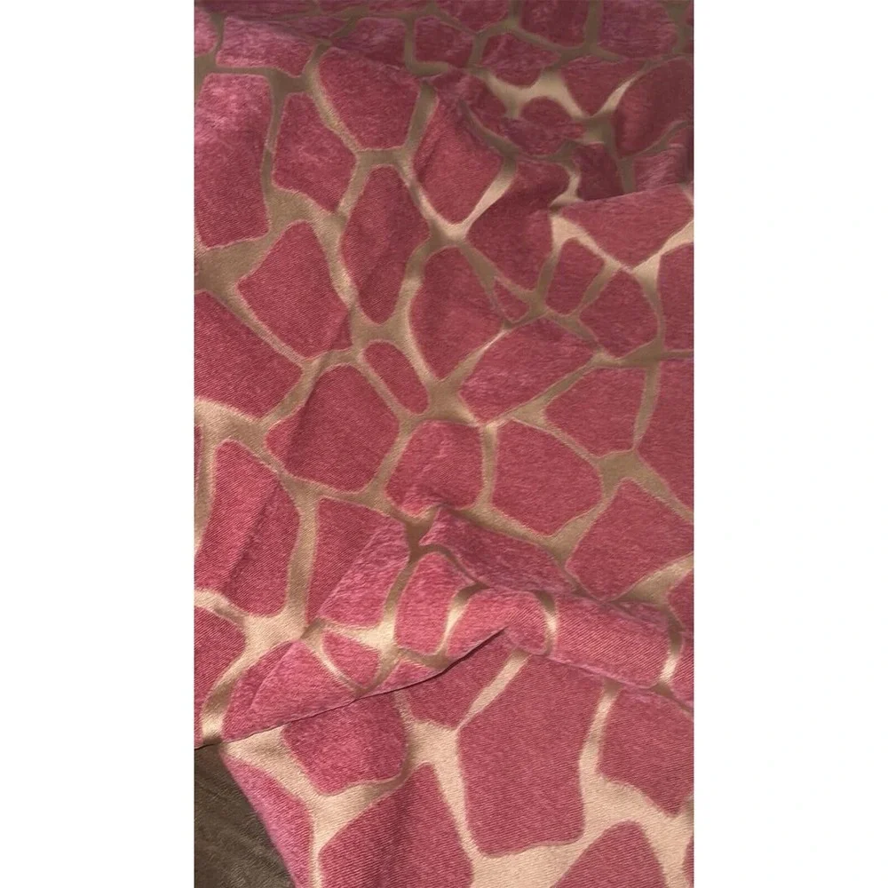 Remnant Fabric Giraffe Chenille Hot Pink Magenta Gold Silky Sew Craft Upholstery